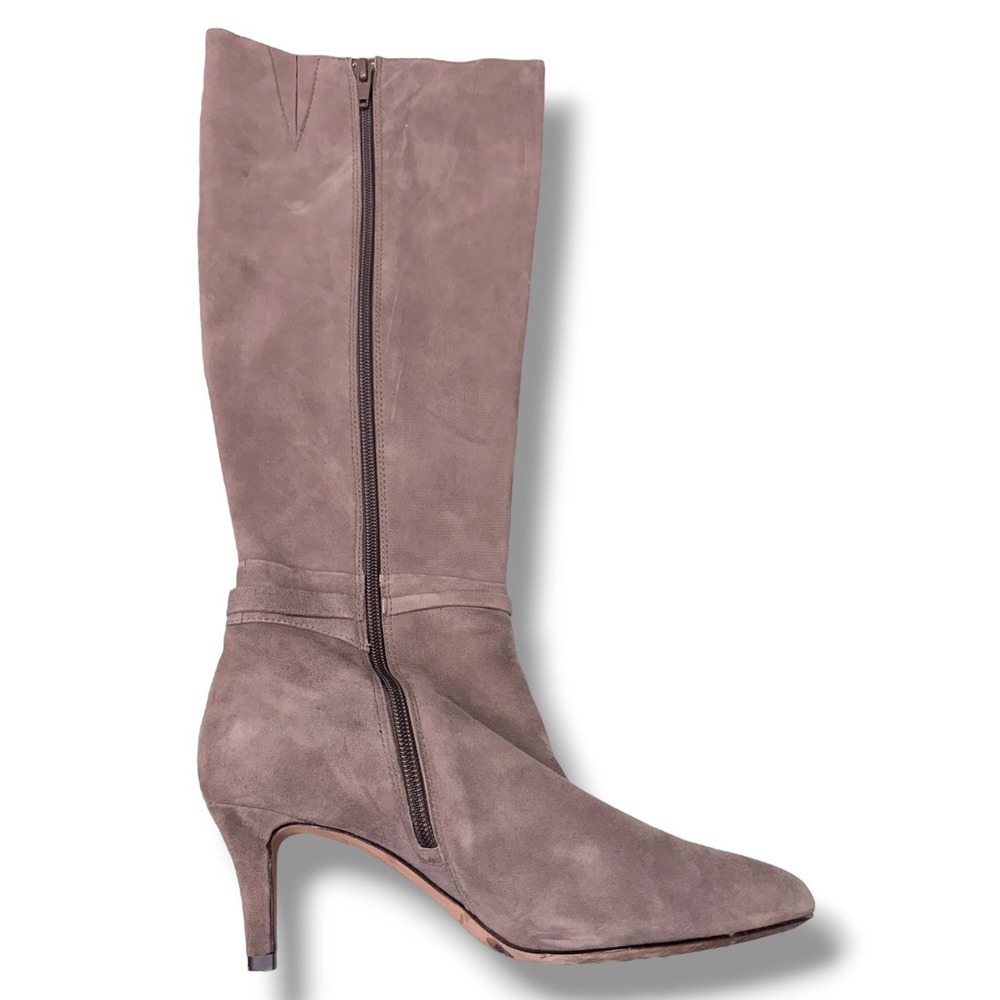 Antonio Melani Taupe Suede Knee High Boots with Gold Buckle Accent Size 6M - Picture 12 of 16